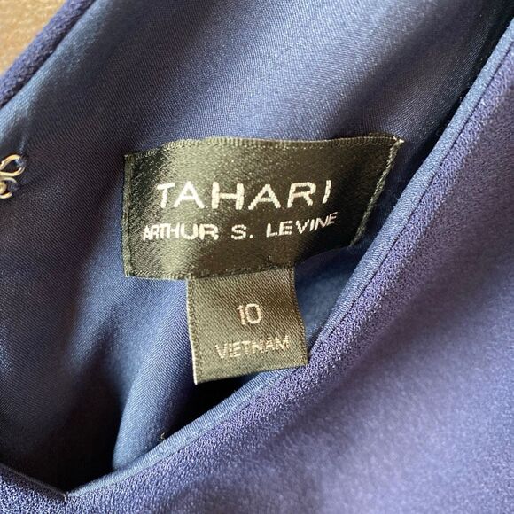 Tahari Womens Sleeveless Belted Split Leg Jumpsuit Solid Navy Size 10 - Picture 12 of 14